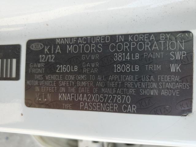 VIN KNAFU4A2XD5727870 2013 KIA Forte, EX no.12