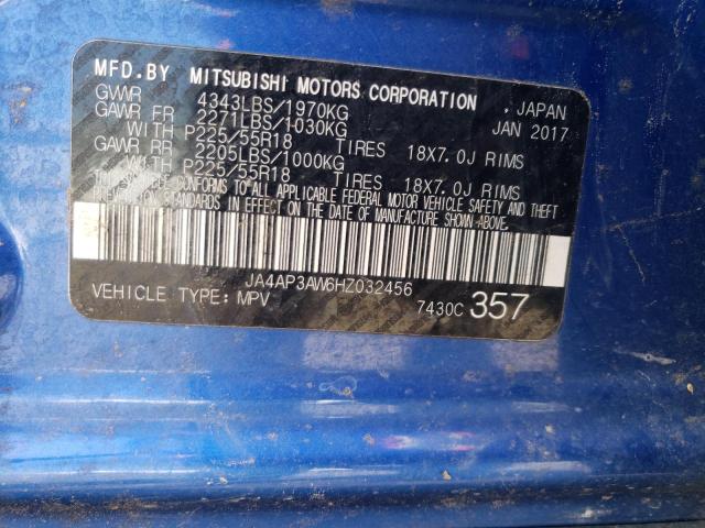 2017 MITSUBISHI OUTLANDER - JA4AP3AW6HZ032456