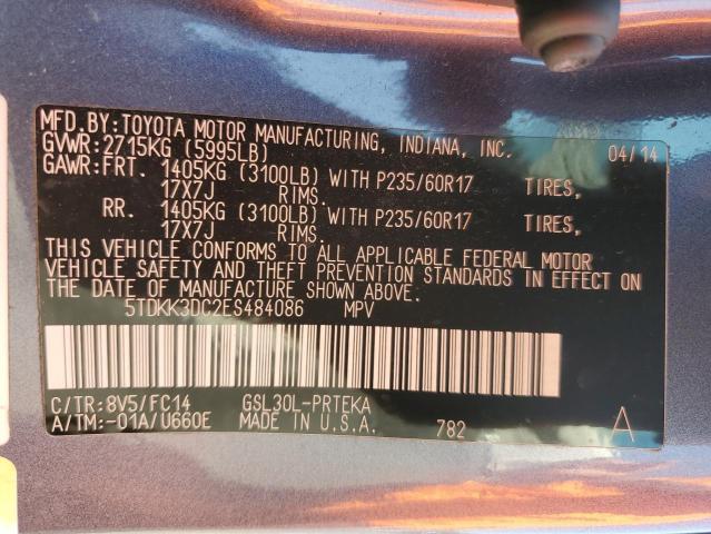 VIN 5TDKK3DC2ES484086 2014 Toyota Sienna, LE no.13