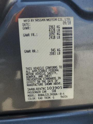 2019 NISSAN ALTIMA SL - 1N4BL4EV7KC103905