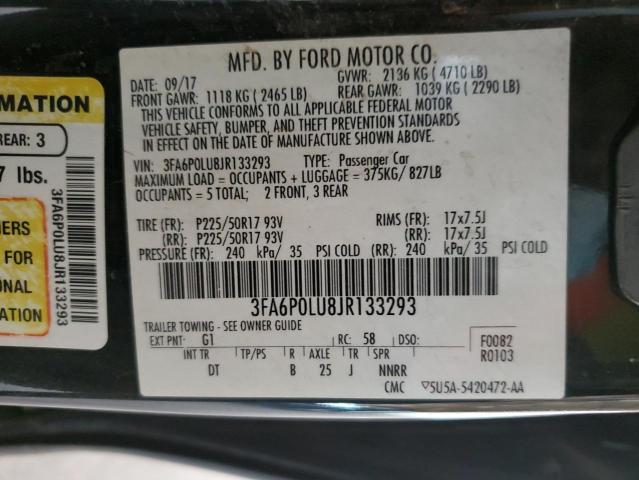 VIN 3FA6P0LU8JR133293 2018 Ford Fusion, Se Hybrid no.12