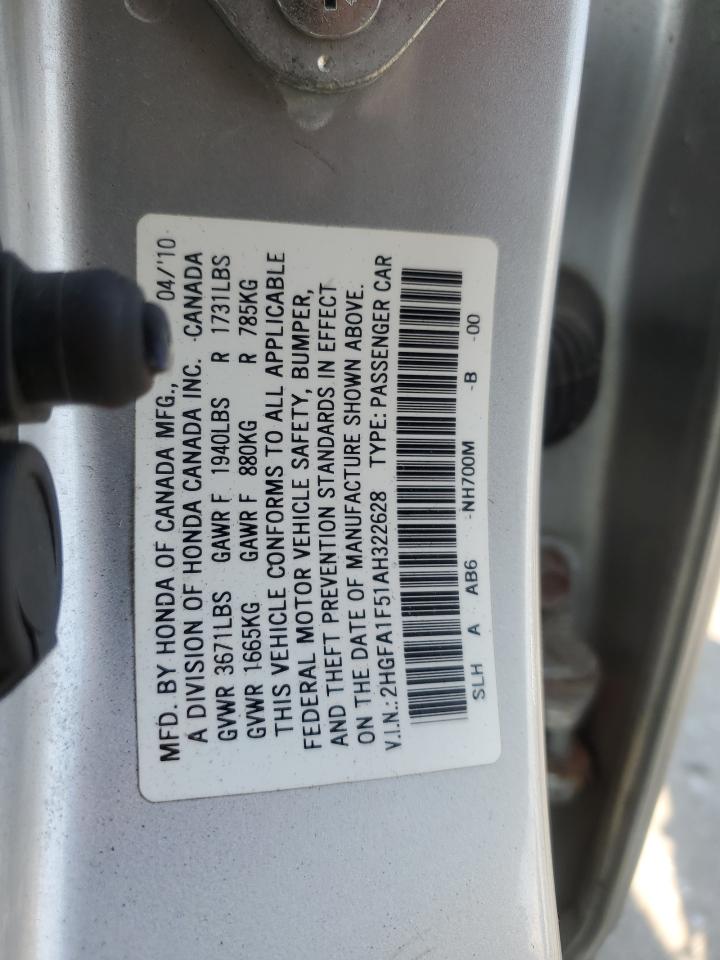 Lot #2876825305 2010 HONDA CIVIC LX