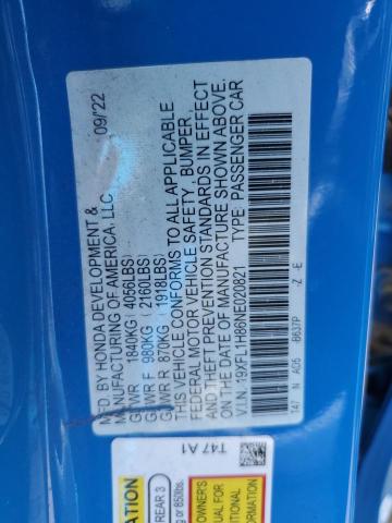 2022 HONDA CIVIC SPOR - 19XFL1H86NE020821