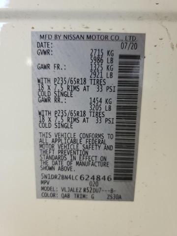 2020 NISSAN PATHFINDER - 5N1DR2BN4LC624846