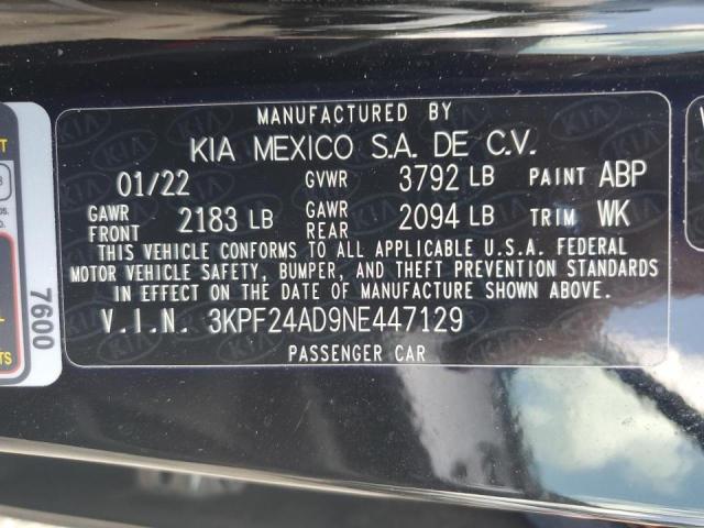 VIN 3KPF24AD9NE447129 2022 KIA Forte, FE no.12