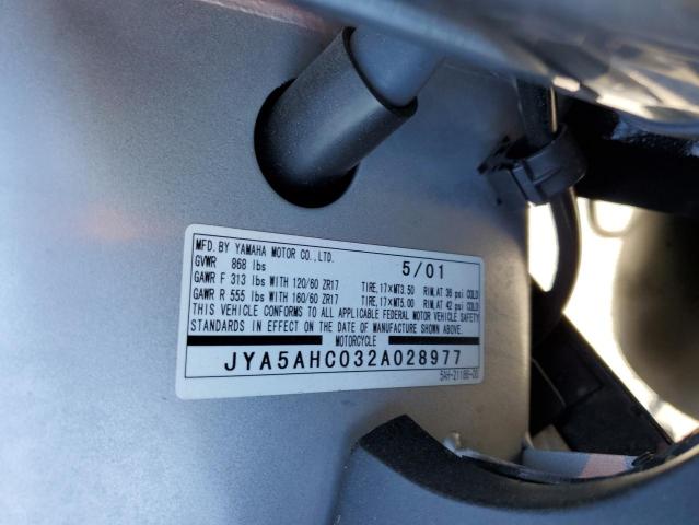 2002 YAMAHA YZF600 R JYA5AHC032A028977