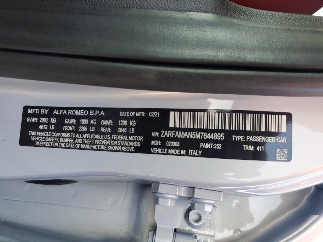 2021 ALFA ROMEO GIULIA SPO ZARFAMAN5M7644895