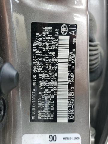 2019 TOYOTA COROLLA L - 2T1BURHE3KC162585