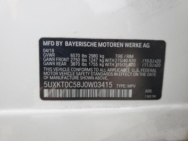 VIN 5UXKT0C58J0W03415 2018 BMW X5, Xdr40E no.14