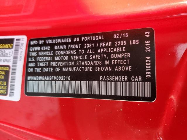 2015 VOLKSWAGEN EOS KOMFOR - WVWBW8AH9FV003310