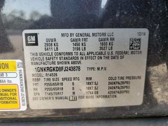 2015 CHEVROLET TRAVERSE L - 1GNKRGKD8FJ243878