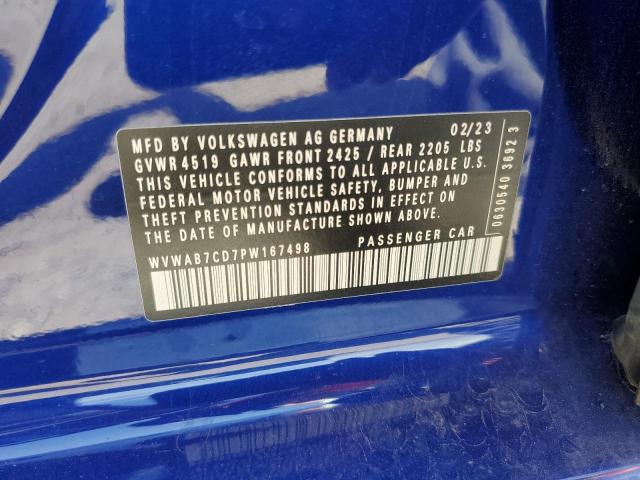 2023 VOLKSWAGEN GOLF R 20T WVWAB7CD7PW167498