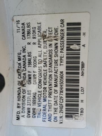 2017 HONDA CIVIC EX - 2HGFC2F7XHH505604