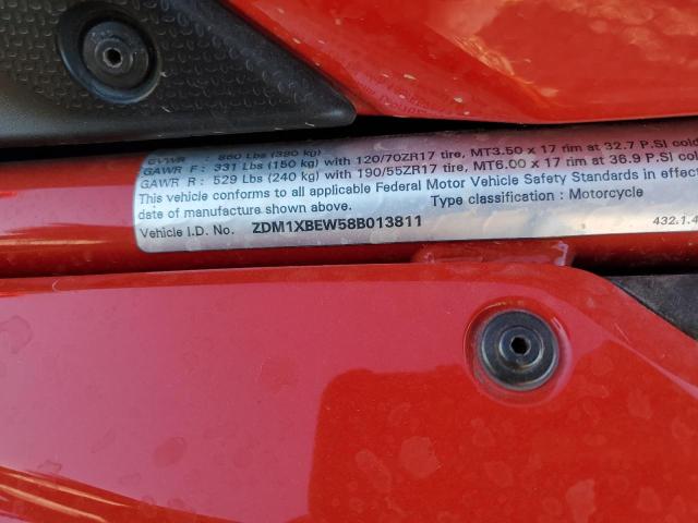 2008 DUCATI 1098 BASE ZDM1XBEW58B013811
