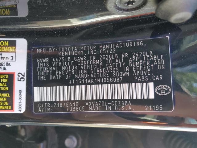 VIN 4T1G11AK1NU056087 2022 Toyota Camry, SE no.13