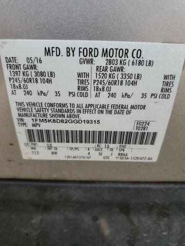 2016 FORD EXPLORER X - 1FM5K8D82GGD19315