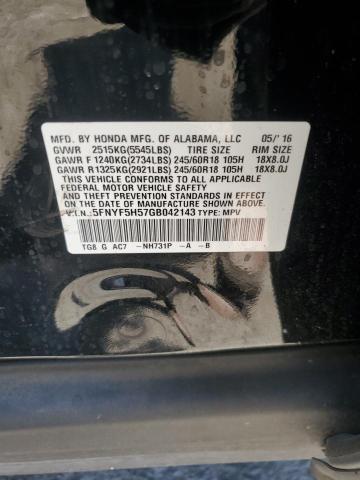 VIN 5FNYF5H57GB042143 2016 Honda Pilot, Exl no.13