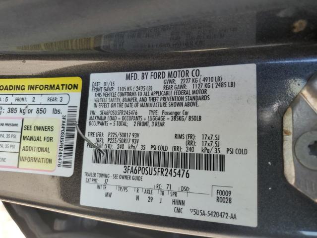 VIN 3FA6P0SU5FR245476 2015 Ford Fusion, Titanium Phev no.12