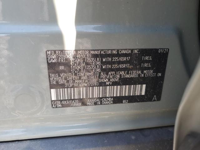 VIN 2T3P1RFVXMW172783 2021 Toyota RAV4, Xle no.13