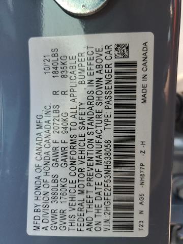 2022 HONDA CIVIC SPOR - 2HGFE2F53NH538058
