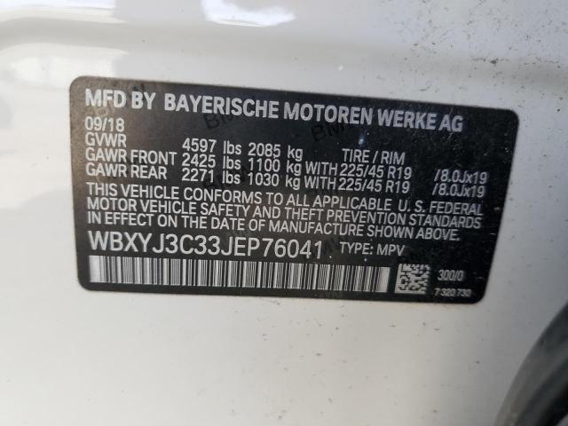 VIN WBXYJ3C33JEP76041 2018 BMW X2, Sdrive28I no.14