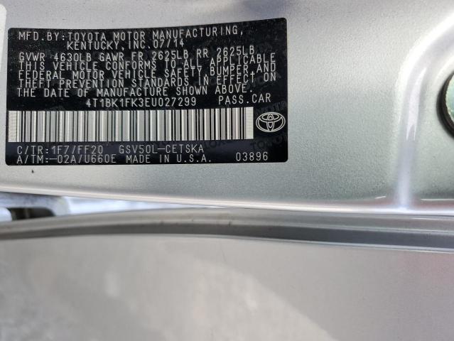 VIN 4T1BK1FK3EU027299 2014 Toyota Camry, SE no.12