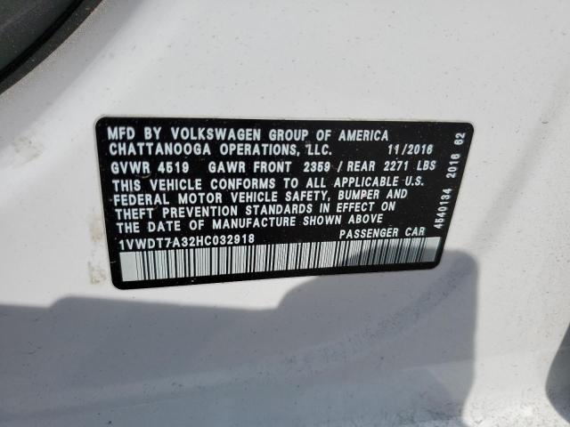 2017 VOLKSWAGEN PASSAT R-L - 1VWDT7A32HC032918