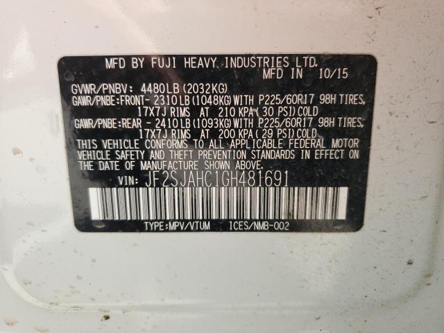 2016 SUBARU FORESTER 2 - JF2SJAHC1GH481691