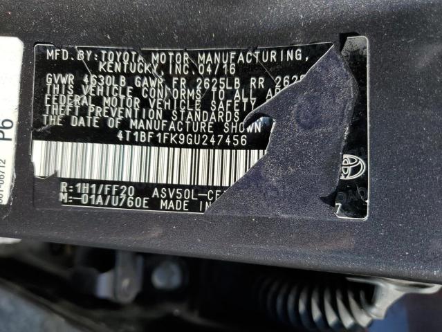 VIN 4T1BF1FK9GU247456 2016 Toyota Camry, LE no.12