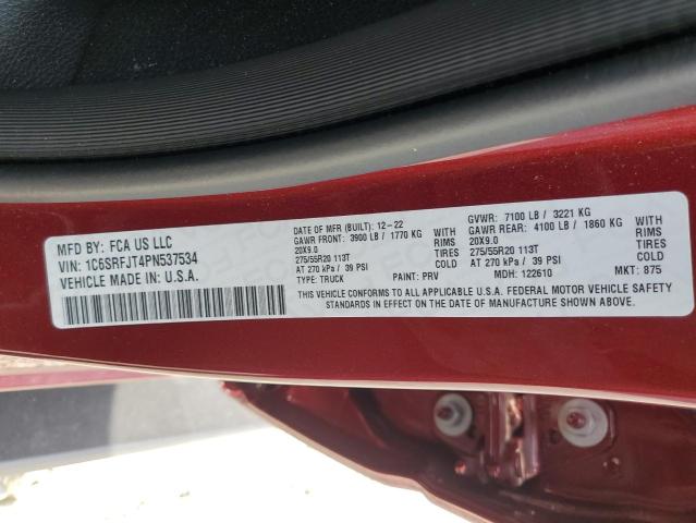 2023 RAM 1500 LARAM - 1C6SRFJT4PN537534