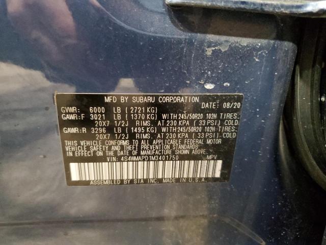 VIN 4S4WMAPD1M3401750 2021 Subaru Ascent, Limited no.14