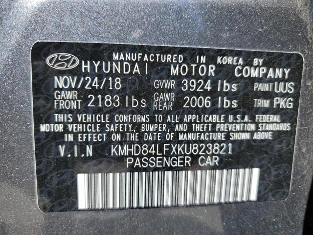 VIN KMHD84LFXKU823821 2019 Hyundai Elantra, Sel no.12