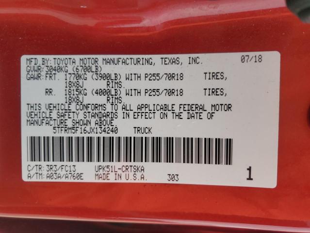 2018 TOYOTA TUNDRA DOU - 5TFRM5F16JX134240