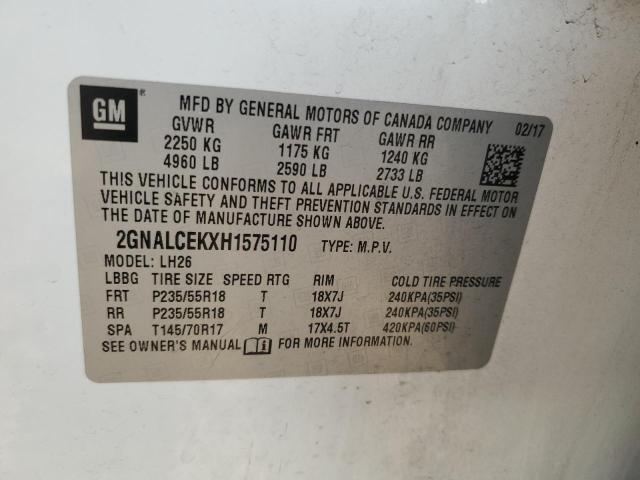 2017 CHEVROLET EQUINOX LT - 2GNALCEKXH1575110
