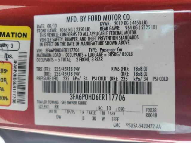 VIN 3FA6P0HD6ER117706 2014 Ford Fusion, SE no.12