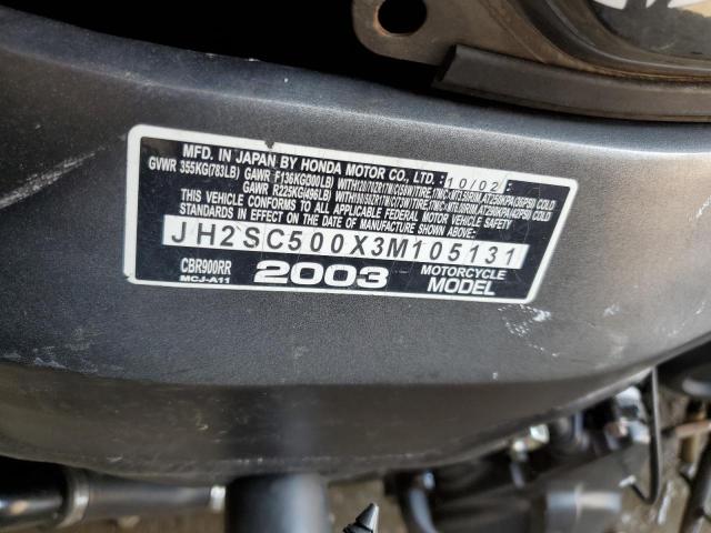 2003 HONDA CBR900 RR JH2SC500X3M105131