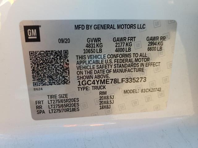 2020 CHEVROLET 2500 HD 1GC4YME78LF335273