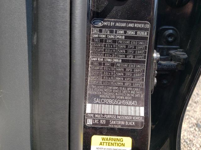 2016 LAND ROVER DISCOVERY - SALCR2BG5GH593643