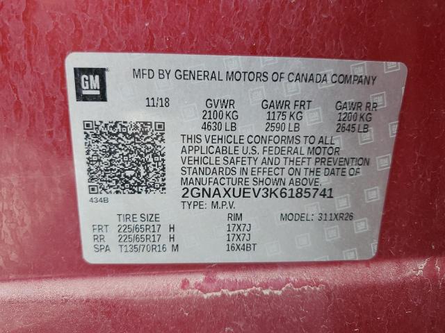 VIN 2GNAXUEV3K6185741 2019 Chevrolet Equinox, LT no.13