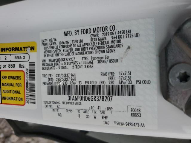 VIN 3FA6P0HD6GR378207 2016 Ford Fusion, SE no.12