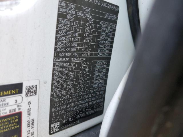2019 LAND ROVER RANGE ROVE - SALYB2EX0KA216936