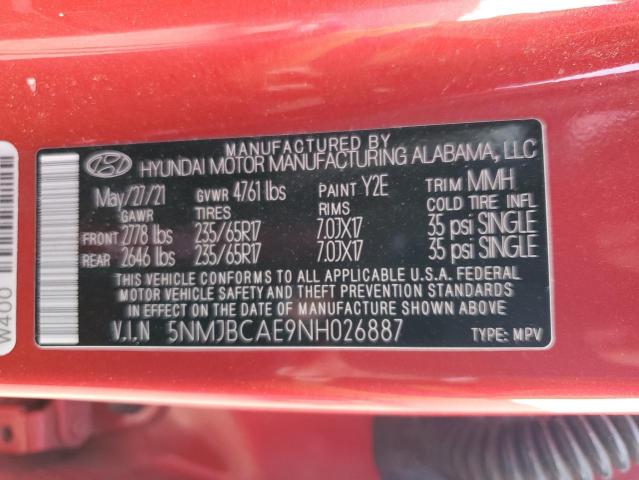 2022 HYUNDAI TUCSON SEL - 5NMJBCAE9NH026887