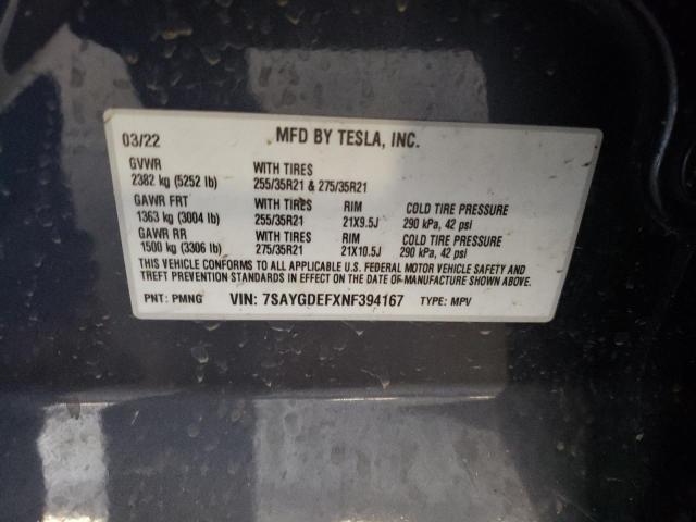 2022 TESLA MODEL Y - 7SAYGDEFXNF394167