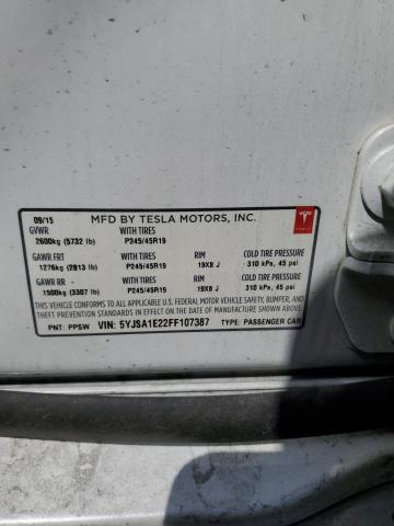 2015 TESLA MODEL S - 5YJSA1E22FF107387