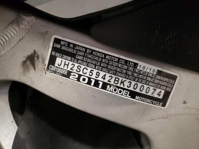 2011 HONDA CBR1000 RR JH2SC5942BK300074