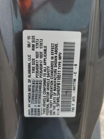 2015 HONDA ODYSSEY 5FNRL5H65FB110511