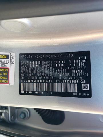 2018 HONDA CLARITY JHMZC5F16JC015483