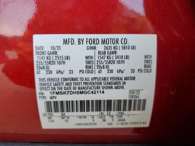 2021 FORD EXPLORER X - 1FMSK7DH0MGC42114
