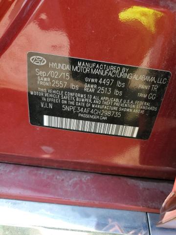 2016 HYUNDAI SONATA SPO - 5NPE34AF4GH298735