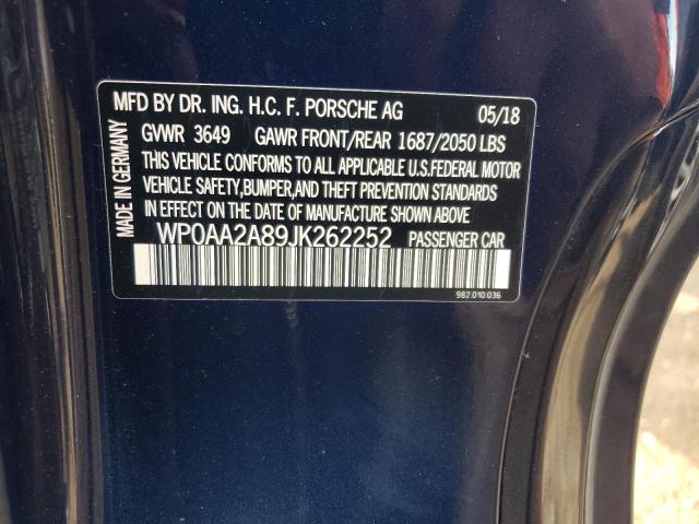 VIN WP0AA2A89JK262252 2018 PORSCHE CAYMAN no.13